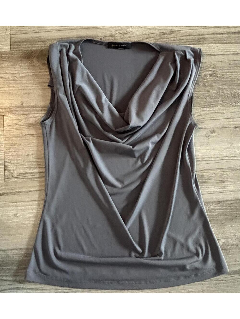 Jennie & Marlis Sleeveless Gray Cowl Neck Top - Picture 4 of 6
